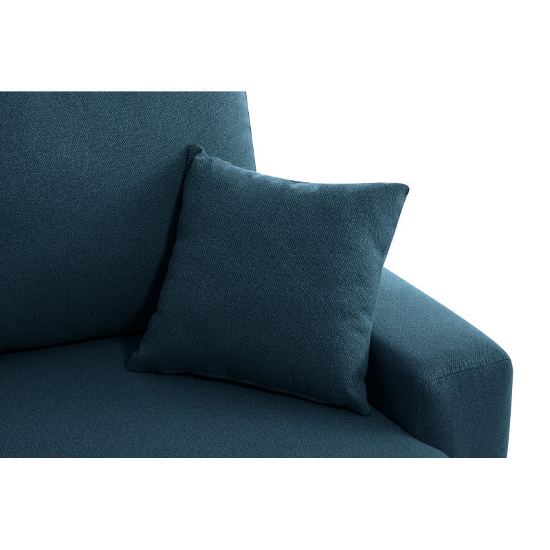 DOVIKU - Canapé panoramique scandinave convertible avec 2 coffres en tissu déperlant - Bleu