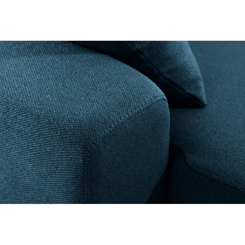 DOVIKU - Canapé panoramique scandinave convertible avec 2 coffres en tissu déperlant - Bleu