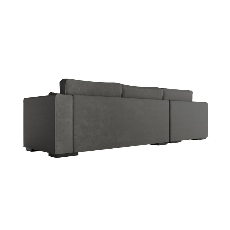 BALAGA - Canapé d'angle XXL 4 places en tissu - Gris foncé - Angle gauche (vue de face)