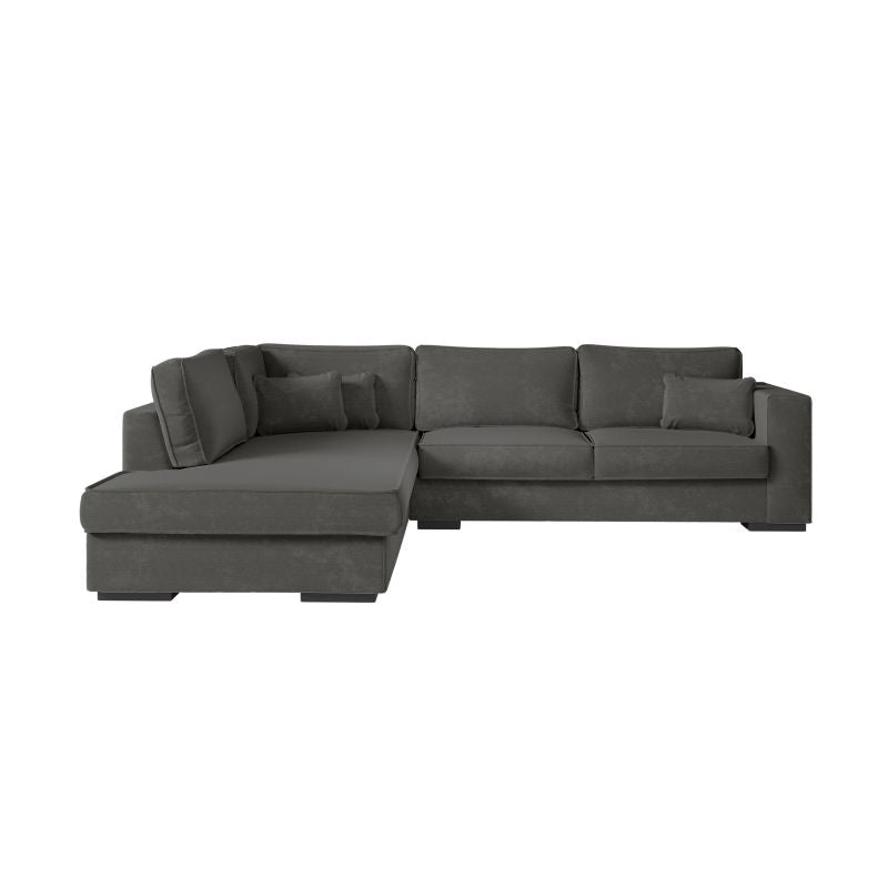 BALAGA - Canapé d'angle XXL 4 places en tissu - Gris foncé - Angle gauche (vue de face)