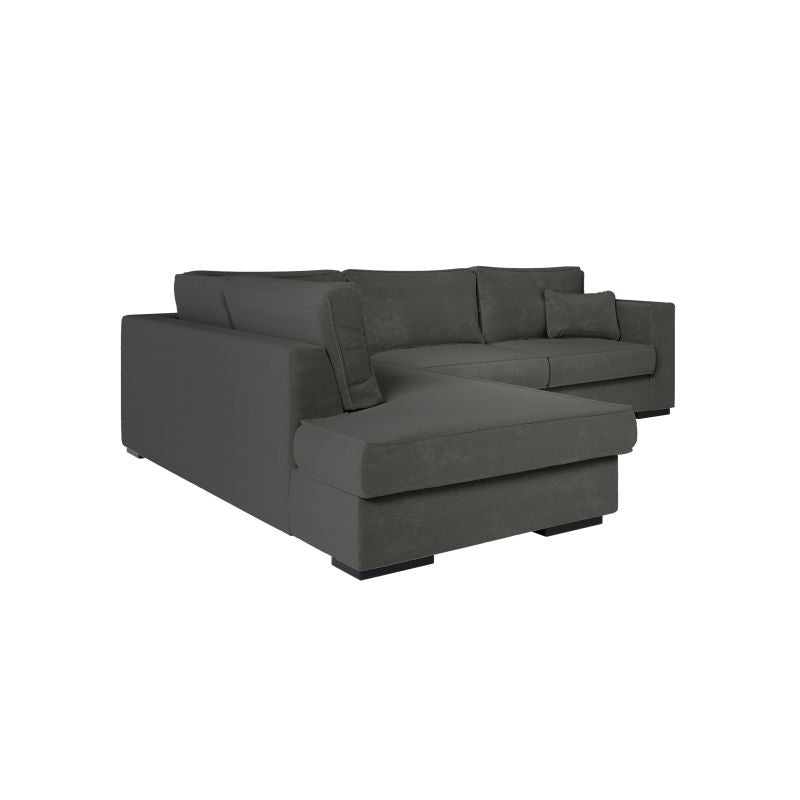 BALAGA - Canapé d'angle XXL 4 places en tissu - Gris foncé - Angle gauche (vue de face)