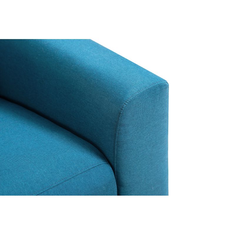 BERKAM - Canapé de relaxation électrique scandinave 3 places en tissu et pieds bois hêtre - Bleu