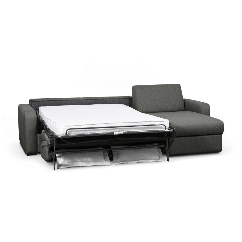 DYLAN - Canapé d'angle convertible système couchage express 3 places en tissu - Gris foncé