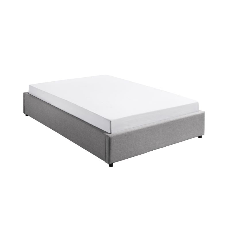 ERA - Cadre de lit avec sommier à lattes et coffre de rangement en tissu - Gris clair