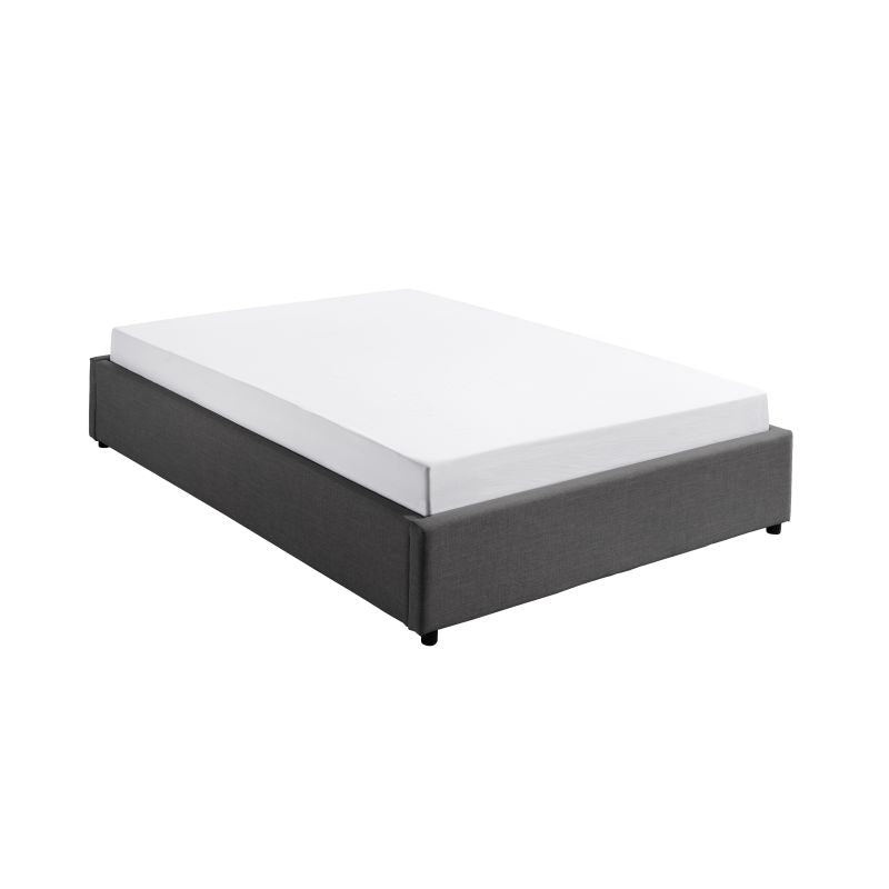 ERA - Cadre de lit avec sommier à lattes et coffre de rangement en tissu - Gris foncé - 140x190 cm
