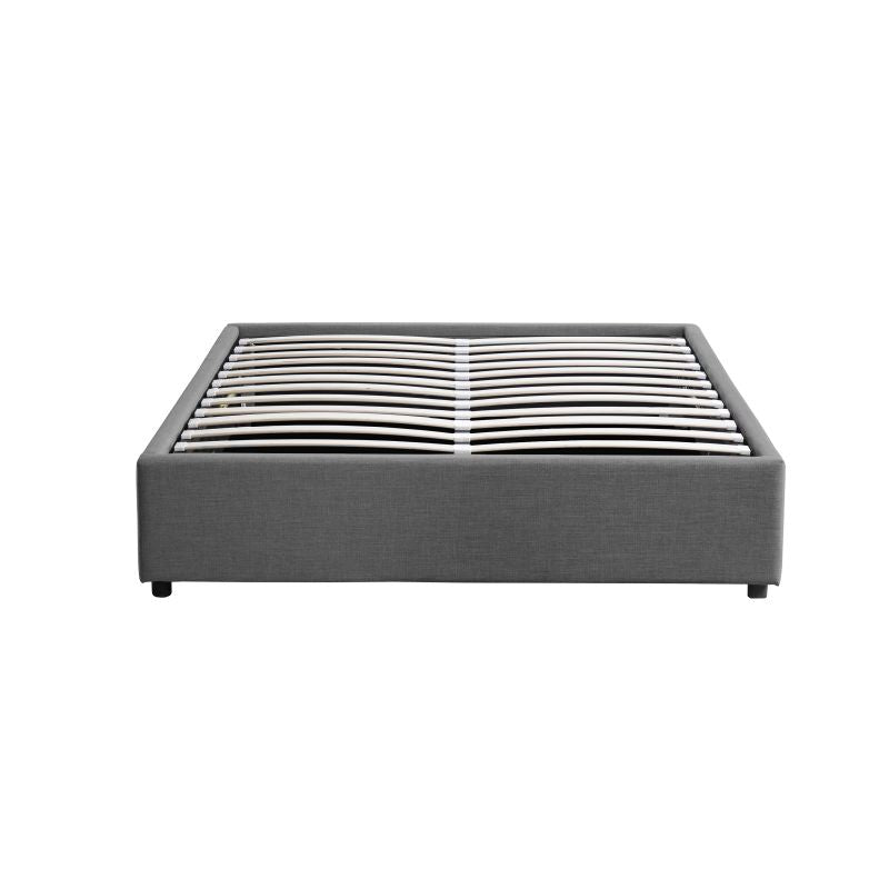ERA - Cadre de lit avec sommier à lattes et coffre de rangement en tissu - Gris foncé - 140x190 cm