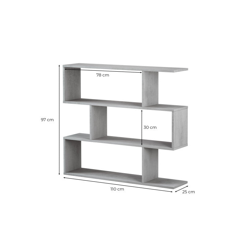 ZIC - Étagère basse de 3 niveaux L110 x H97cm - Béton