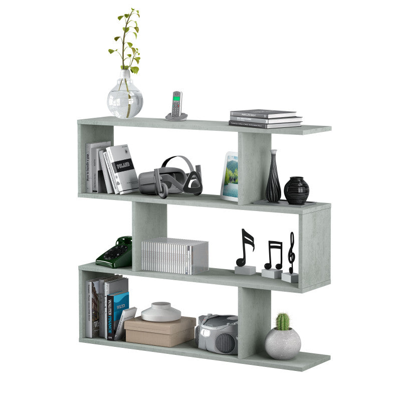 ZIC - Étagère basse de 3 niveaux L110 x H97cm - Béton