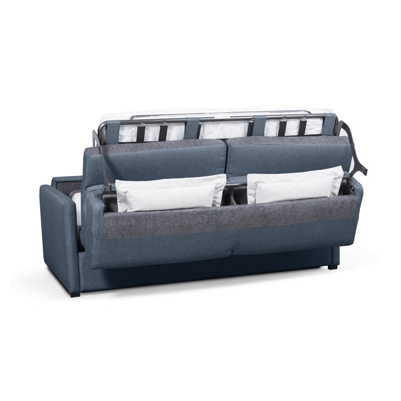 JASEN - Canapé convertible système couchage express 3 places en tissu - Bleu foncé - 160 cm