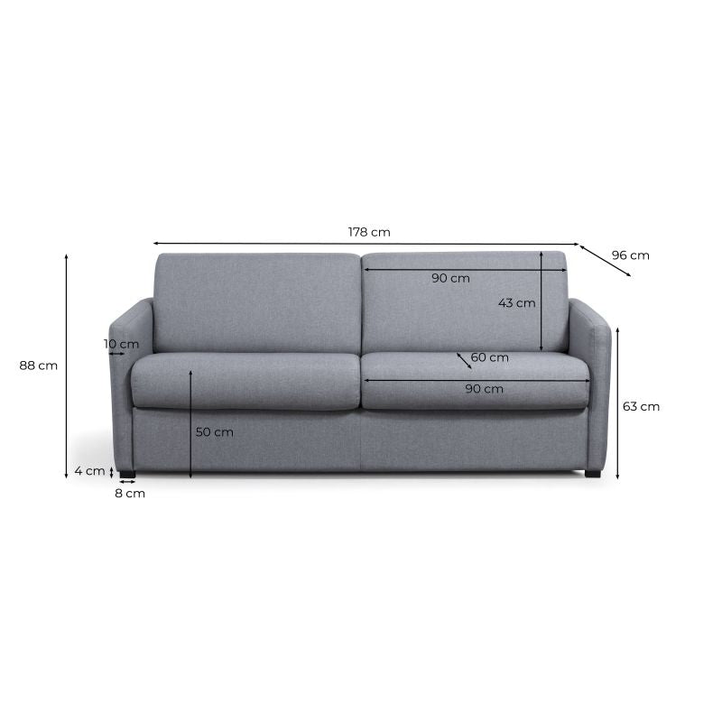 JASEN - Canapé convertible système couchage express 3 places en tissu - Bleu canard