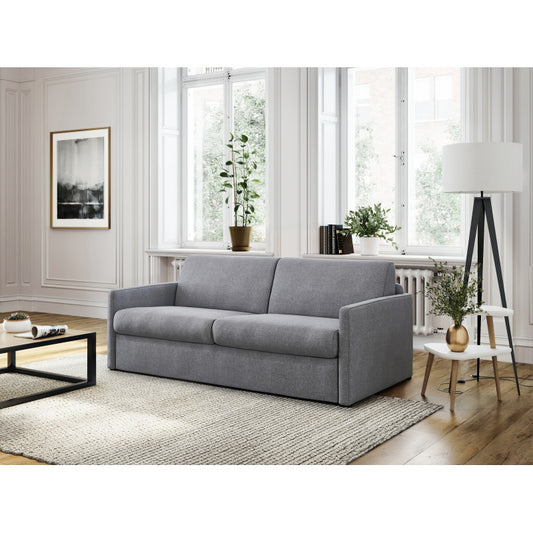 JASEN - Canapé convertible système couchage express 3 places en tissu - Gris clair - 160 cm