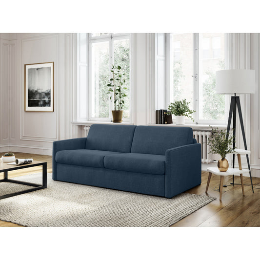 JASEN - Canapé convertible système couchage express 3 places en tissu - Bleu foncé - 160 cm