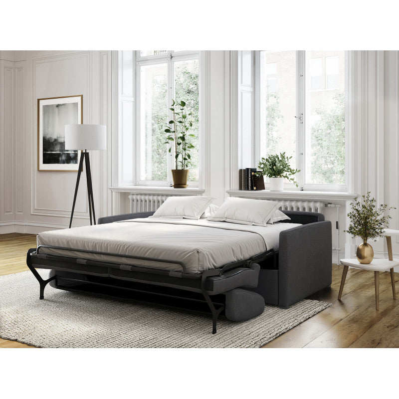 JASEN - Canapé convertible système couchage express 3 places en tissu - Gris foncé - 140 cm