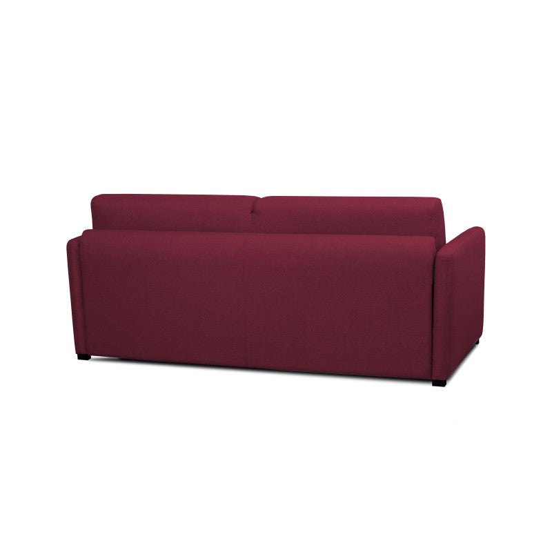 JASEN - Canapé convertible système couchage express 3 places en tissu - Bordeaux