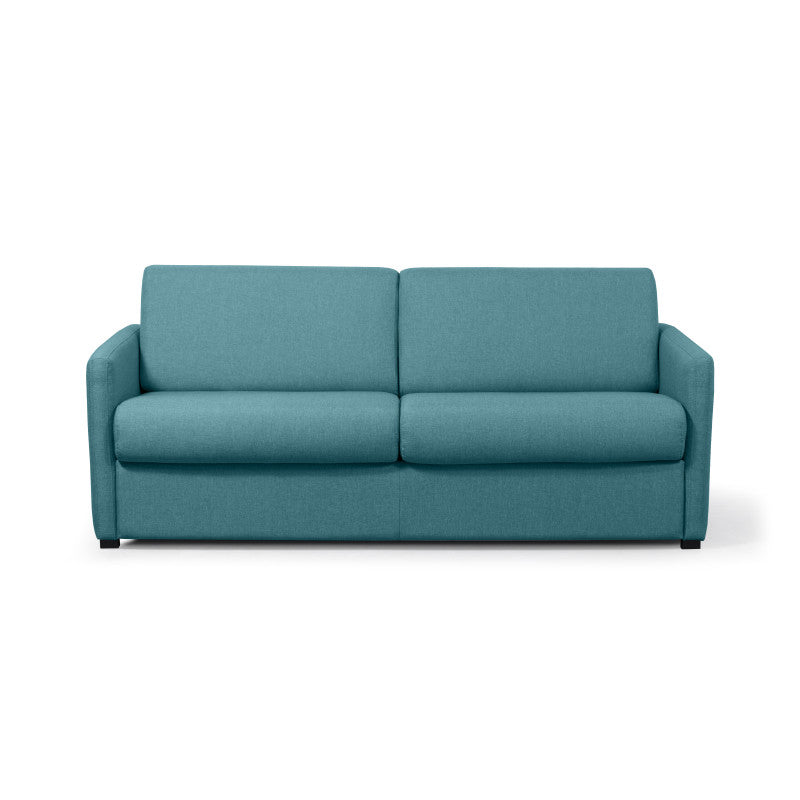 JASEN - Canapé convertible système couchage express 3 places en tissu - Bleu canard