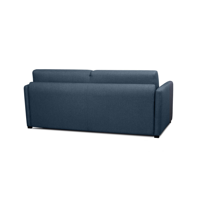 JASEN - Canapé convertible système couchage express 3 places en tissu - Bleu foncé - 160 cm