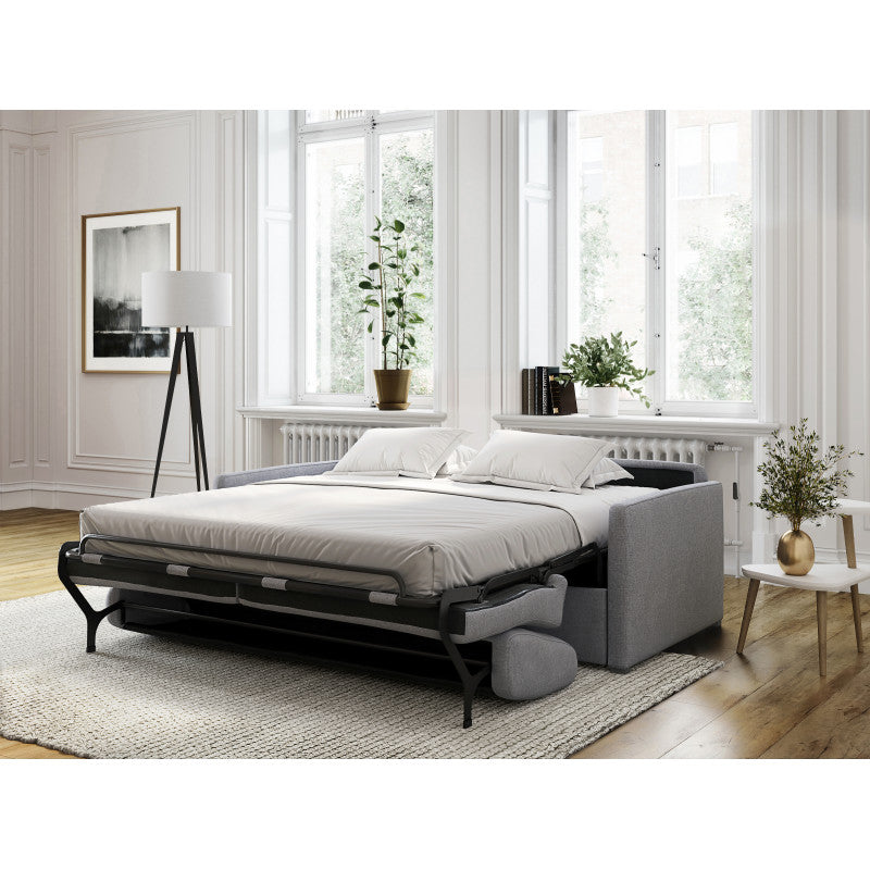 JASEN - Canapé convertible système couchage express 3 places en tissu - Gris clair - 160 cm