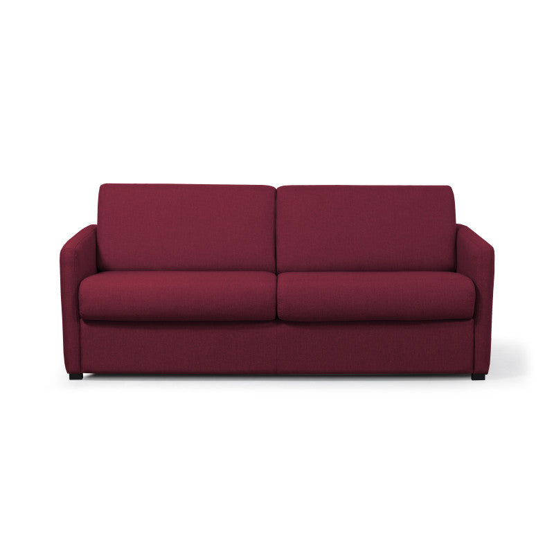 JASEN - Canapé convertible système couchage express 3 places en tissu - Bordeaux