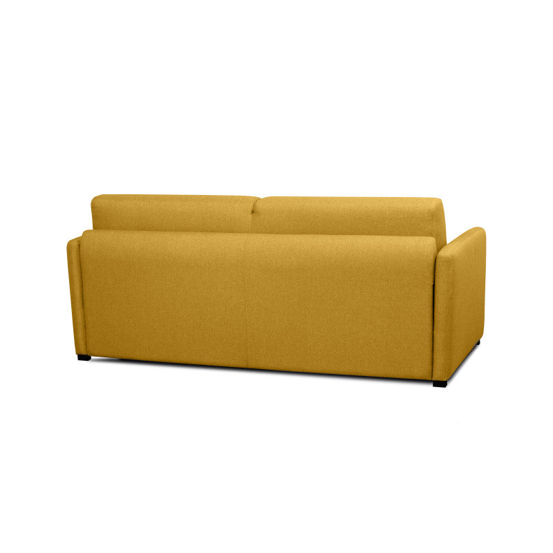 JASEN - Canapé convertible système couchage express 3 places en tissu - Jaune