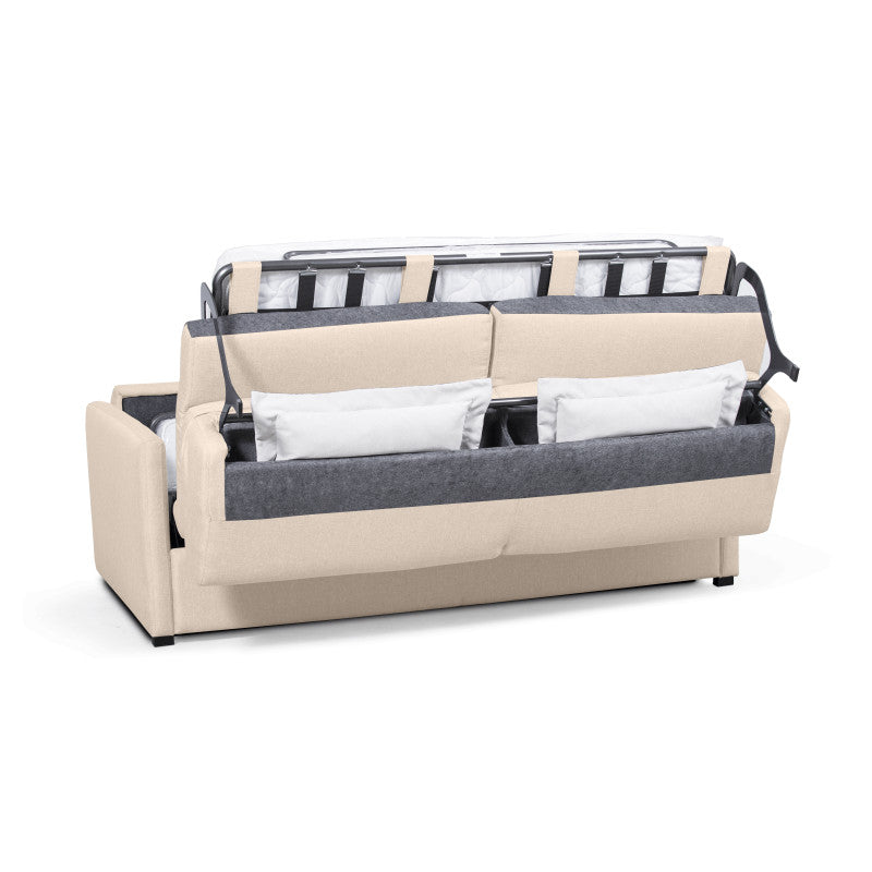 JASEN - Canapé convertible système couchage express 3 places en tissu - Beige - 140 cm