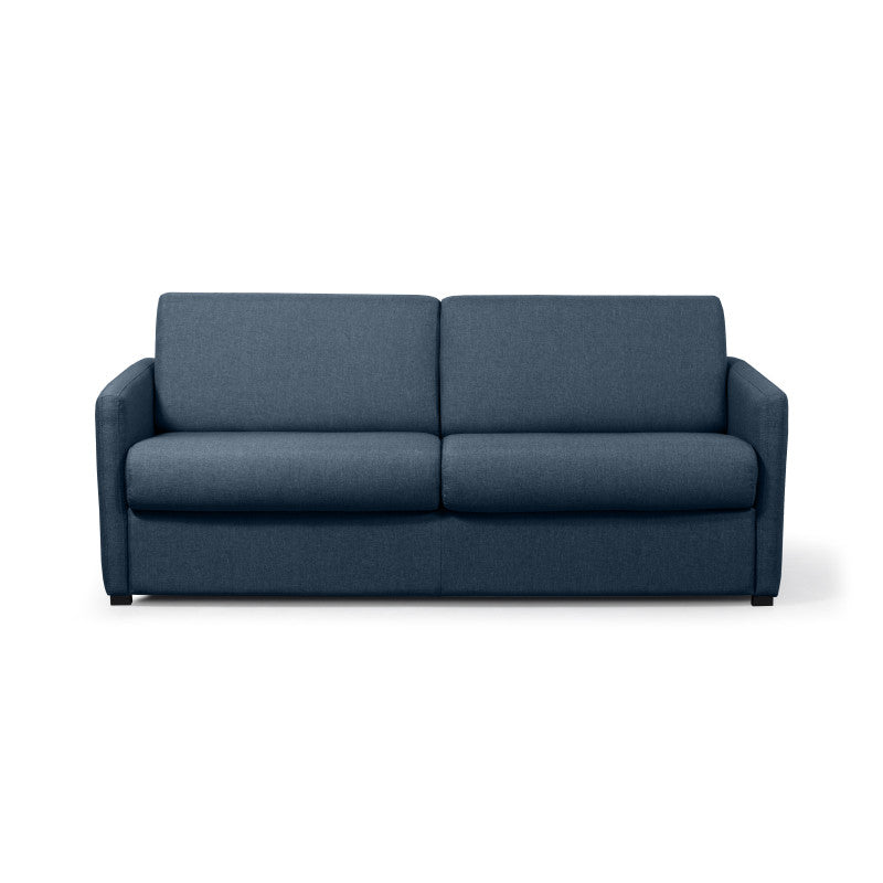 JASEN - Canapé convertible système couchage express 3 places en tissu - Bleu foncé - 160 cm