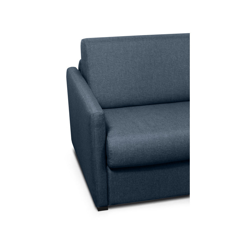 JASEN - Canapé convertible système couchage express 3 places en tissu - Bleu foncé - 160 cm