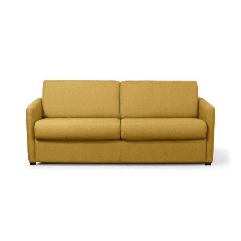 JASEN - Canapé convertible système couchage express 3 places en tissu - Jaune