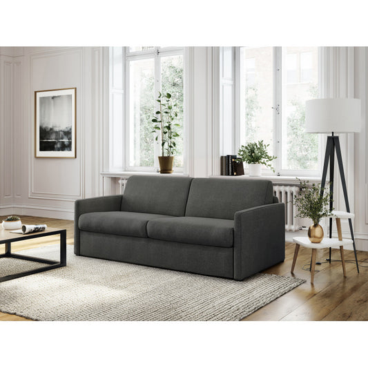 JASEN - Canapé convertible système couchage express 3 places en tissu - Gris foncé - 140 cm