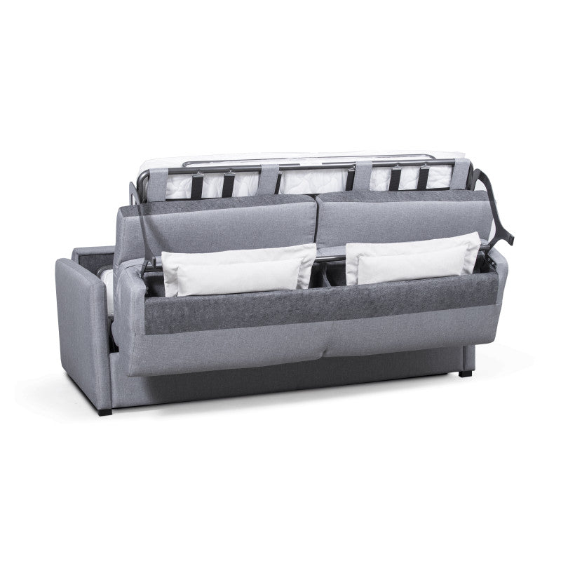 JASEN - Canapé convertible système couchage express 3 places en tissu - Gris clair - 160 cm