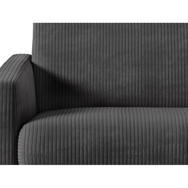 JASEN - Canapé convertible système couchage express 3 places en velours côtelé - Gris foncé - 160 cm