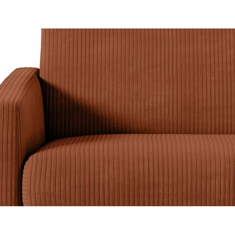 JASEN - Canapé convertible système couchage express 3 places en velours côtelé - Terracotta - 160 cm