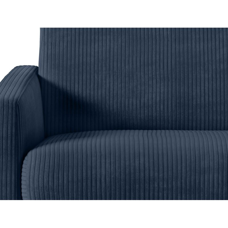 JASEN - Canapé convertible système couchage express 3 places en velours côtelé - Bleu foncé - 140 cm