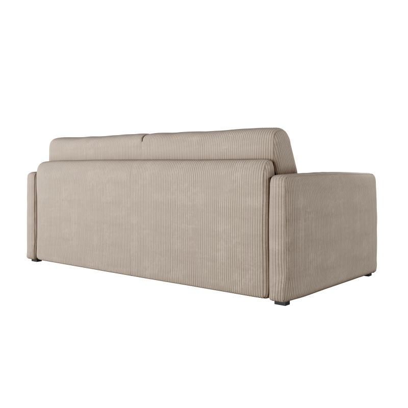 JASEN - Canapé convertible système couchage express 3 places en velours côtelé - Taupe - 160 cm