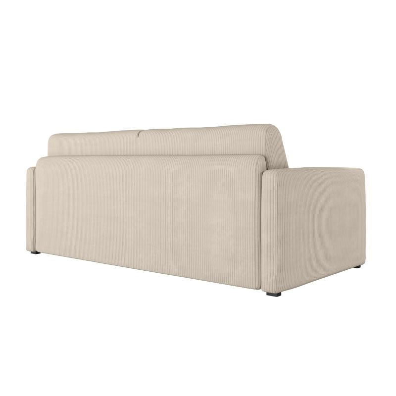 JASEN - Canapé convertible système couchage express 3 places en velours côtelé - Beige - 140 cm