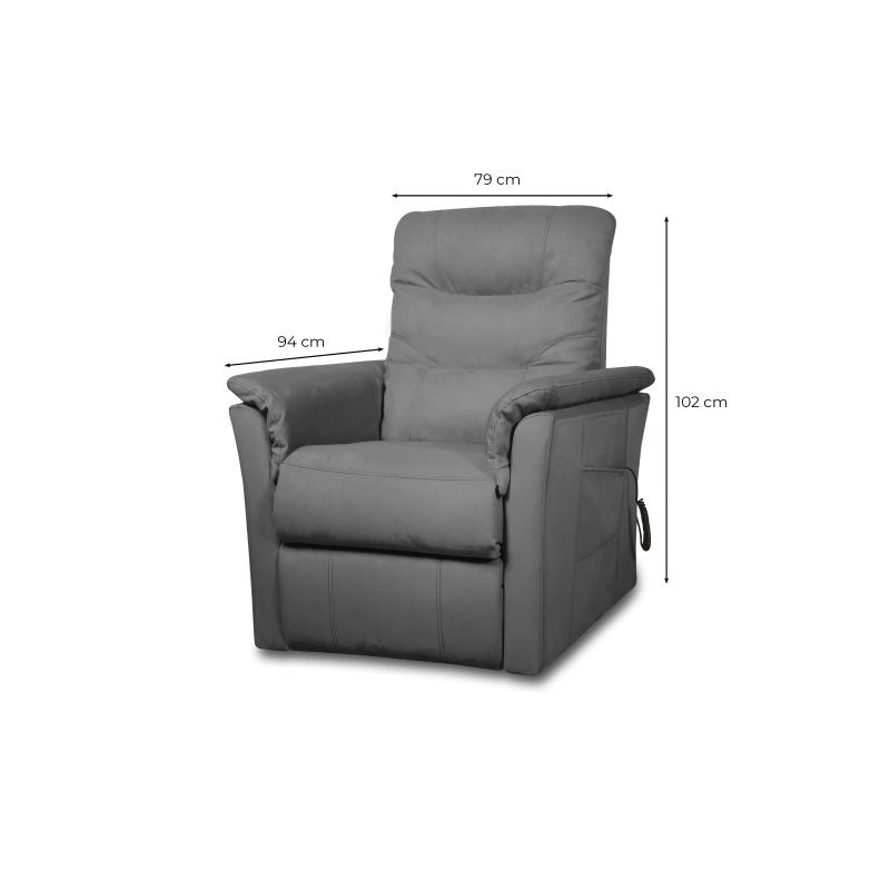 ANATOL - Fauteuil de relaxation électrique avec releveur en tissu - Gris