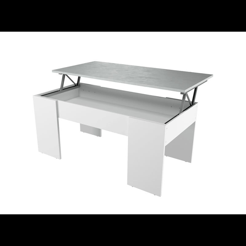 ARKHAM - Table basse avec plateau relevable - Blanc/béton