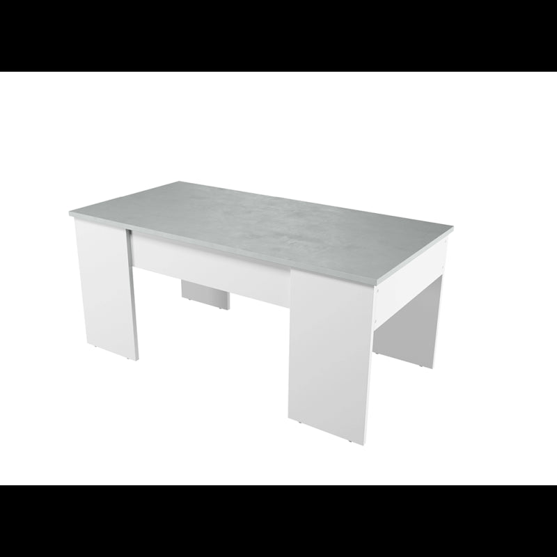 ARKHAM - Table basse avec plateau relevable - Blanc/béton