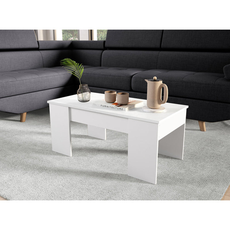 ARKHAM - Table basse avec plateau relevable - Blanc