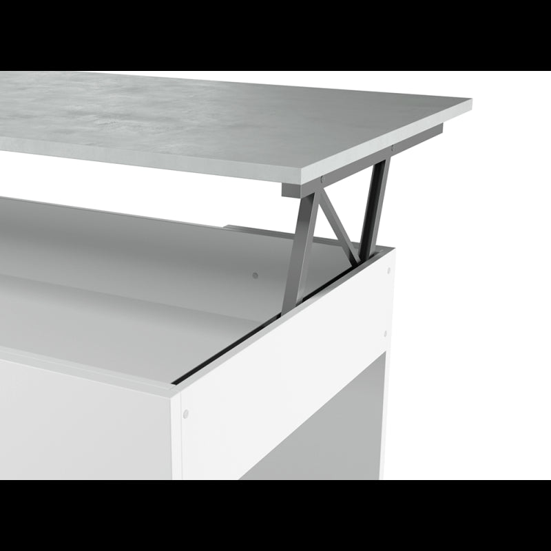 ARKHAM - Table basse avec plateau relevable - Blanc/béton