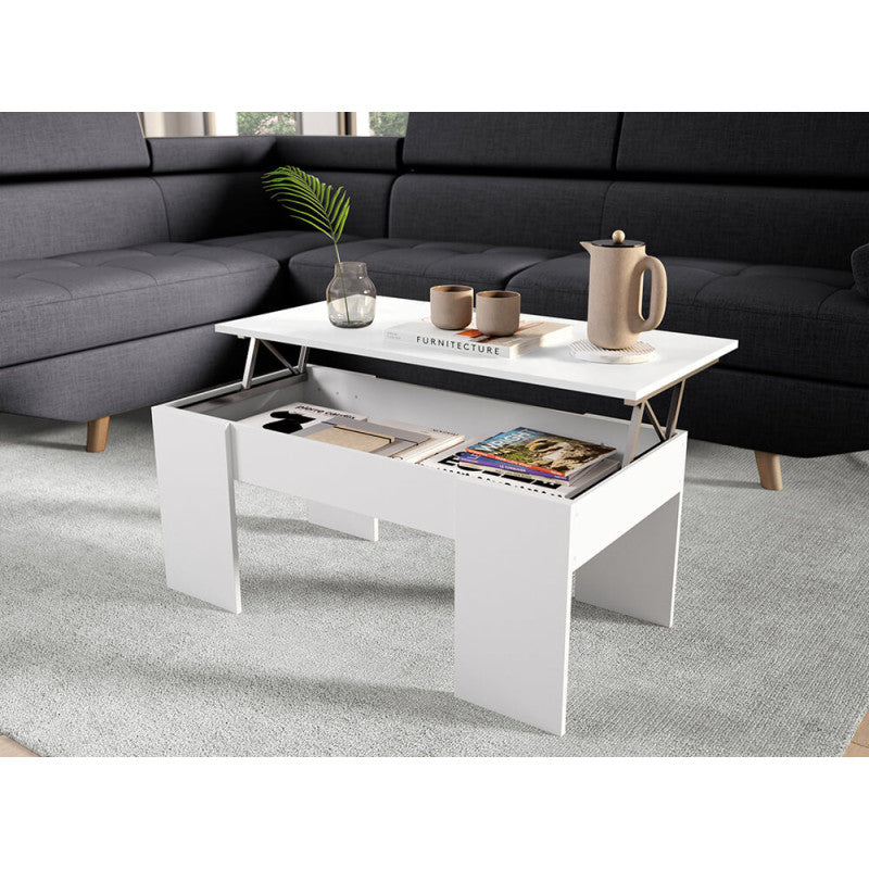 ARKHAM - Table basse avec plateau relevable - Blanc