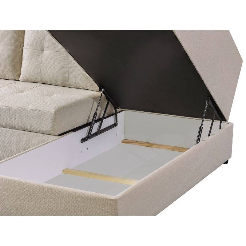 RIVAL - Canapé d'angle convertible avec coffre en tissu - Beige - Angle droit (vue de face)