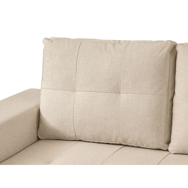 RIVAL - Canapé d'angle convertible avec coffre en tissu - Beige - Angle droit (vue de face)