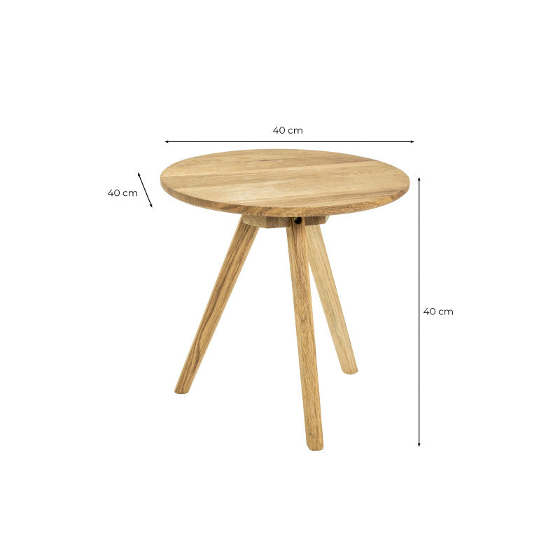 ARTEMIS - Table basse ronde en chêne massif 40 cm - Bois