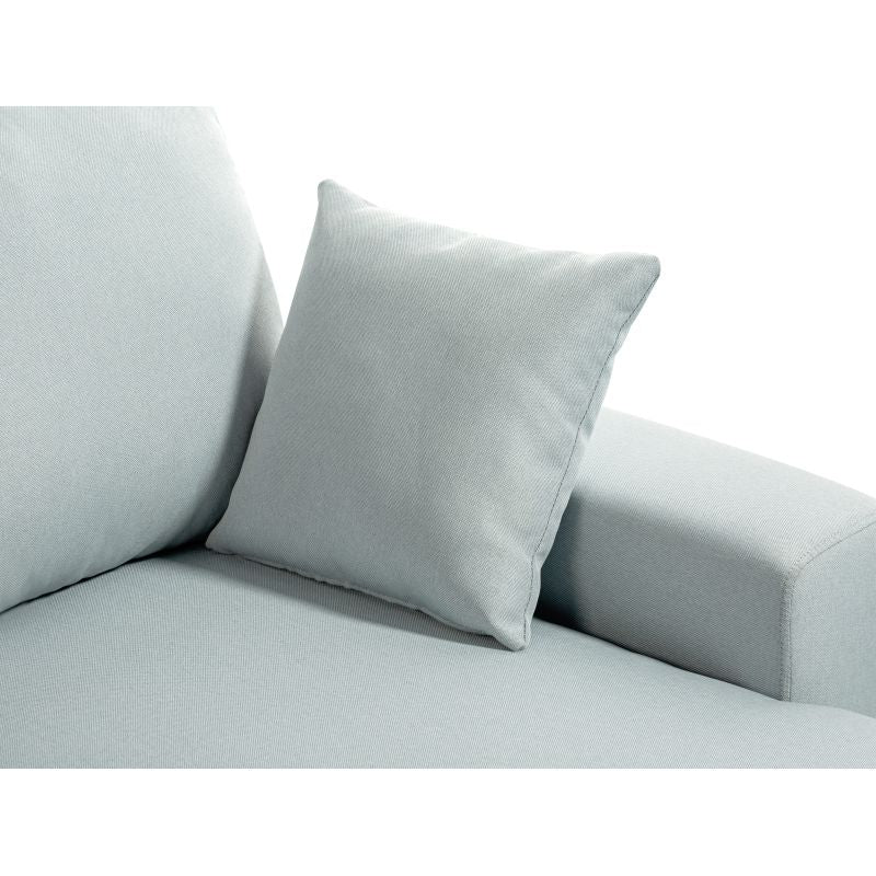DOVIK - Canapé d'angle scandinave réversible convertible avec coffre en tissu - Bleu clair