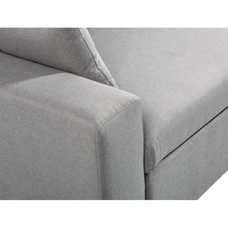 DOVIK - Canapé d'angle scandinave réversible convertible avec coffre en tissu - Gris clair