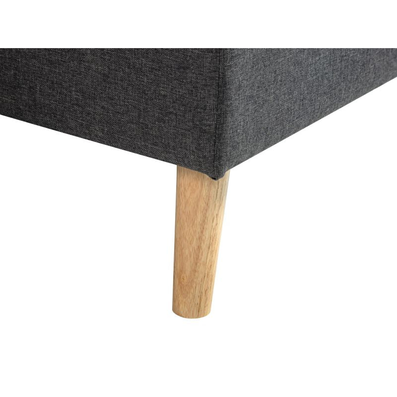 DOVIK - Canapé d'angle scandinave réversible convertible avec coffre en tissu - Gris foncé