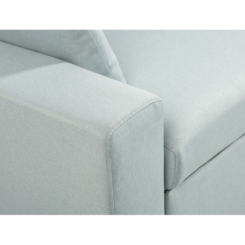 DOVIK - Canapé d'angle scandinave réversible convertible avec coffre en tissu - Bleu clair