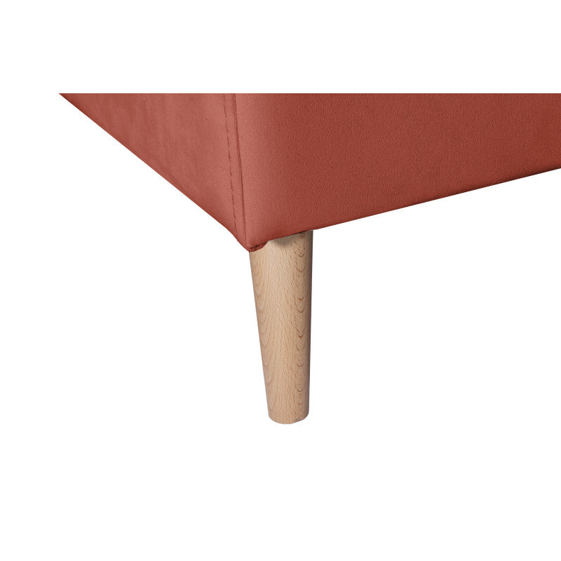 DOVIKV - Canapé d'angle scandinave convertible réversible avec coffre en velours - Rouge brique