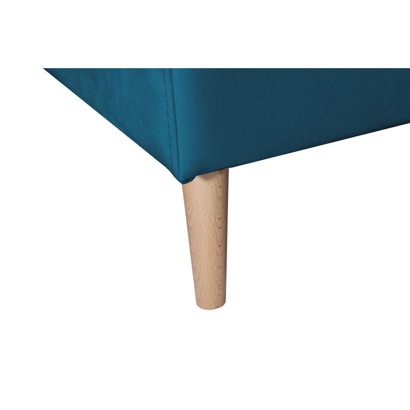 DOVIKV - Canapé d'angle scandinave convertible réversible avec coffre en velours - Bleu pétrole