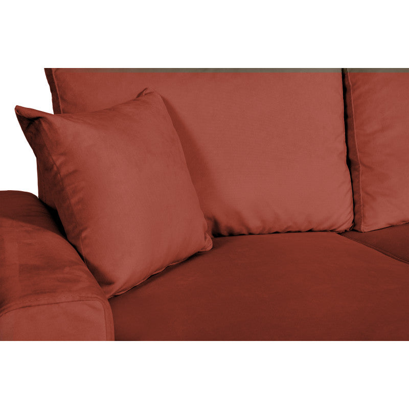 DOVIKV - Canapé d'angle scandinave convertible réversible avec coffre en velours - Rouge brique